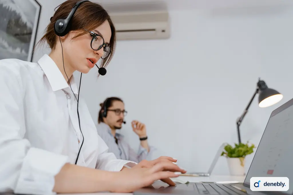 Support agent at a laptop, the human side of the AI chatbot vs AI agent choice