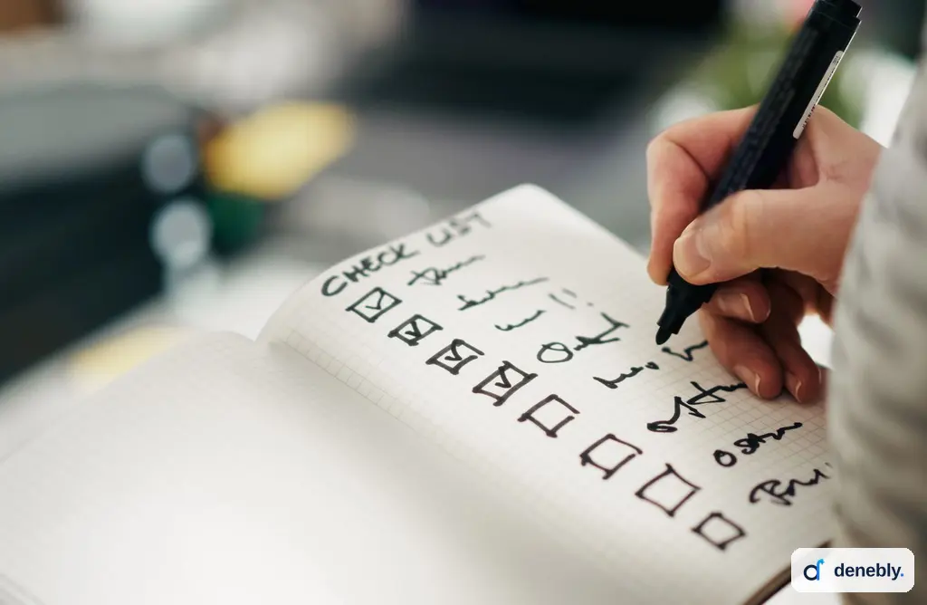 Handwritten checklist used to prepare business data for AI