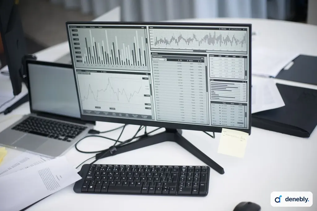 Analyst screens with data tables used to prepare business data for AI